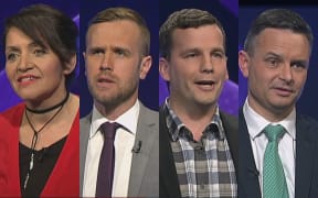 (from left) Marama Fox, Damian Light, David Seymour and James Shaw.
