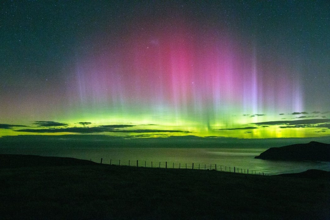 The Aurora Australis near Cape Saunders on the Otago Peninsula.