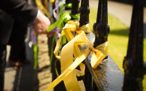 Last day of the Royal Commission into Abuse in Care.  Attendees and witnesses tied ribbons at the nearby St Patrick and St Joseph Cathedral.