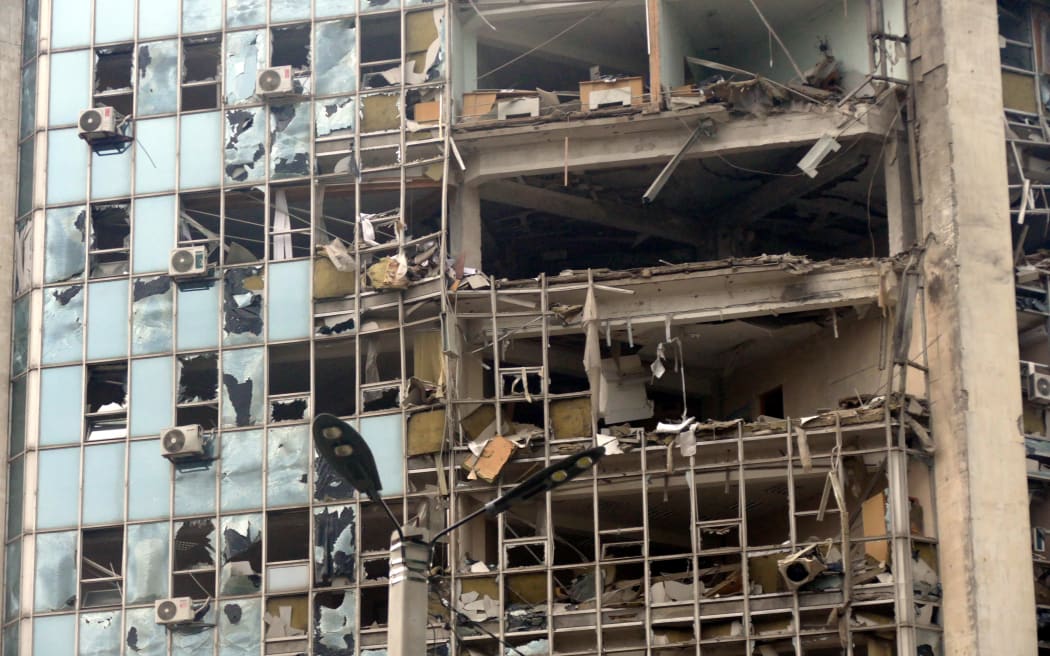 The building of the Ukrainian Danube Shipping Company shows damage caused by the Russian drone attack on the port infrastructure of Izmail situated on the Danube River Wednesday night, August 2, Izmail, Odesa Region, southern Ukraine.