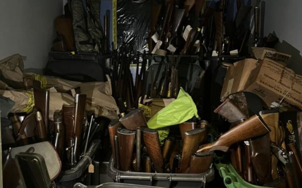 Due to the volume of weapons, multiple vehicles were needed to remove them.