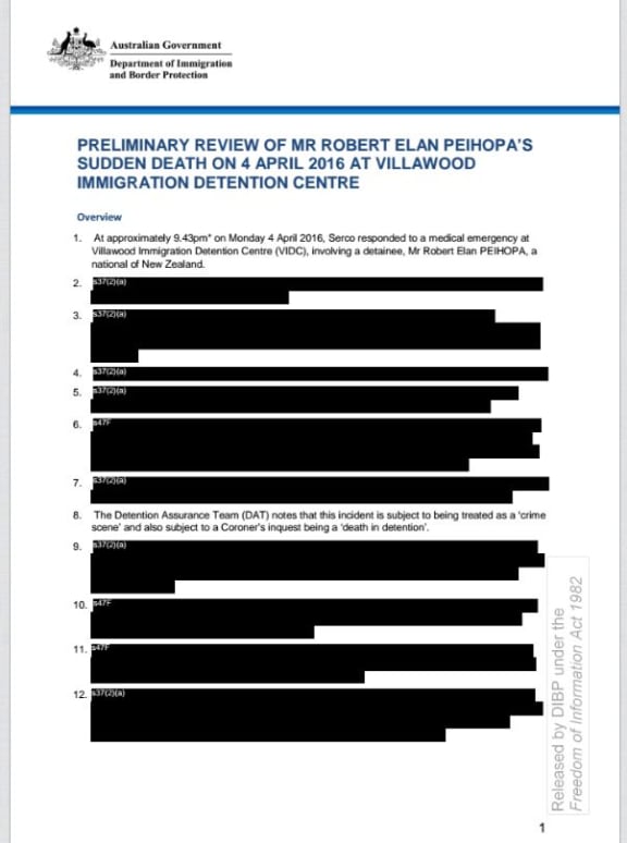 A screenshot of part of the information provided by the Australian government.