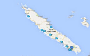 Les Nouvelles Caledoniennes' interactive map of protest blockades affecting New Caledonia.