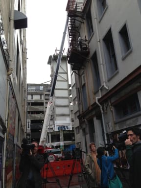 The elevator shaft in Lukes Lane.
