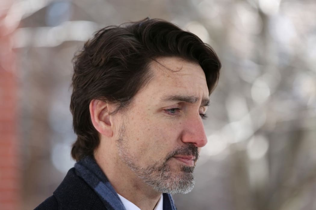 Canadian Prime Minister Justin Trudeau comments on the shooting in Nova Scotia during a news conference April 20, 2020 in Ottawa, Canada.