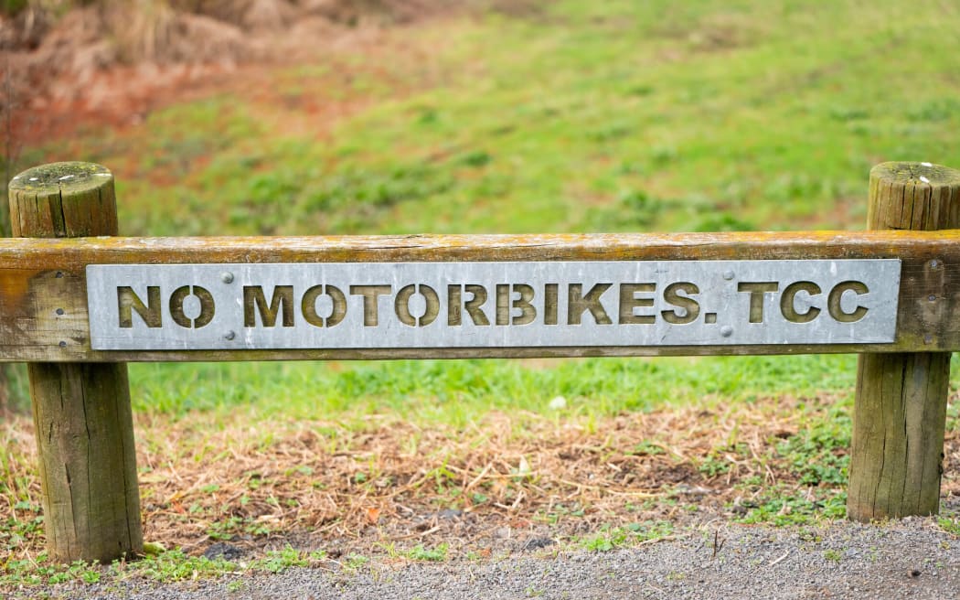 Tauranga City Council signage discouraging motorbikes is in place at most parks in the city.