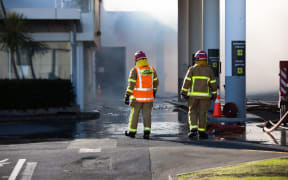 Firefighters battle a blaze that broke out at Maui campervan rental facility in Māngere, South Auckland on the morning of 3 September.