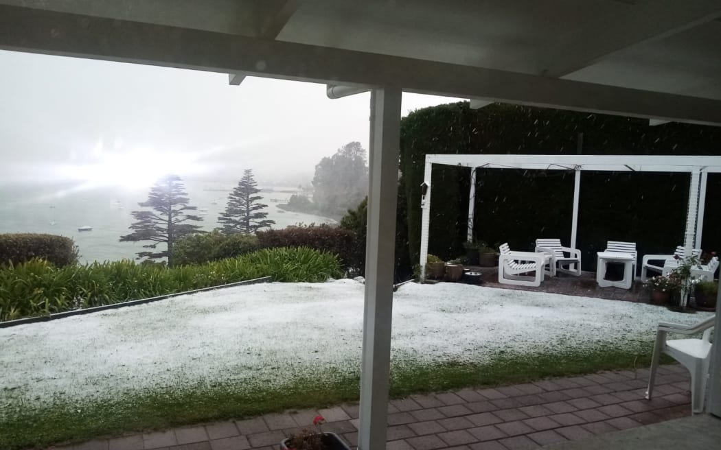 Snow in Akaroa on Thursday 6 October 2022.