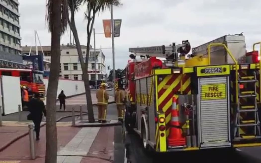 The fire service outside the hotel
