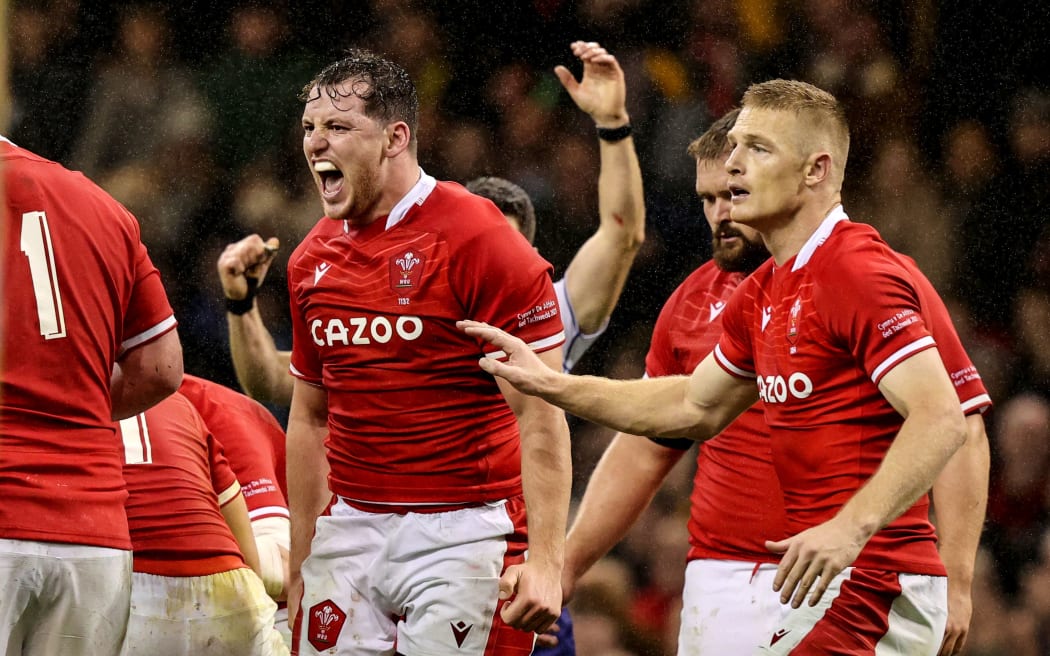 Wales' Ryan Elias celebrates.