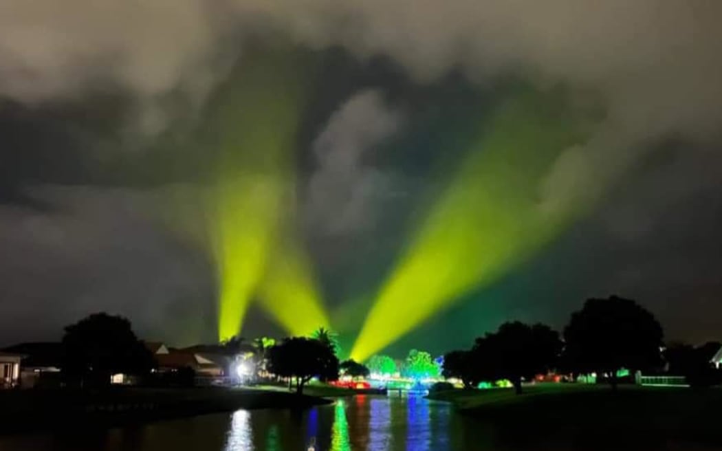 A light show at a stormwater reserve in Pāpāmoa celebrating Matariki.