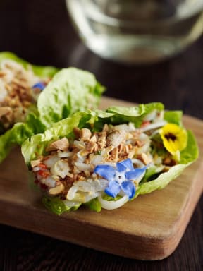 Asian style prawn and baby cos tacos