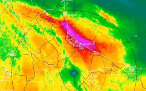 MetService image of heavy rain over Coromandel and BoP.