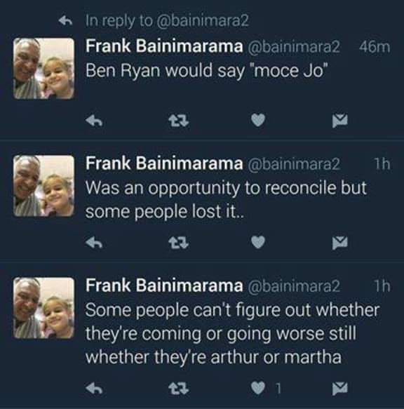 Frank Bainimarama's tweets after Graham Leung's eulogy for Ratu Joni Madraiwiwi.