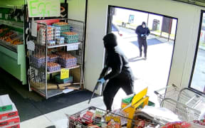 CCTV footage of the Ezi Park Superette robbery in Hamilton this morning.