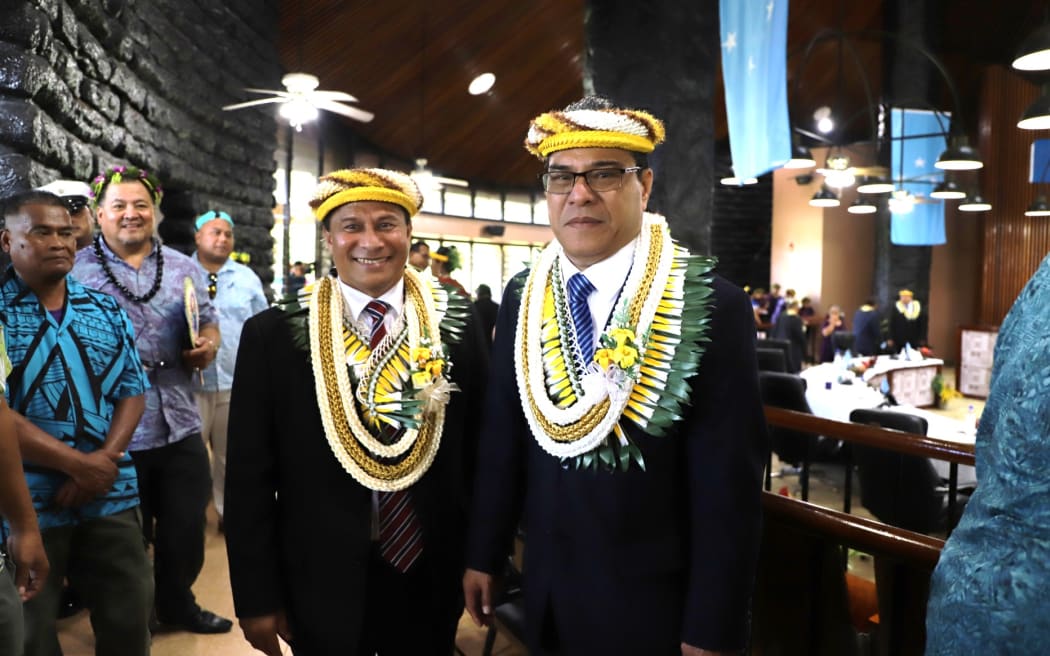 New FSM President Wesley Simina (right) with his vice-president Aren Palik at Congress