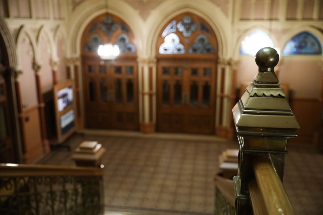 The foyer of the library building at Parliament