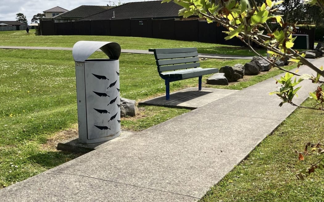 The two benches face away from the park, which is near a school. (Torika Tokalau/Stuff) LDR SINGLE USE ONLY