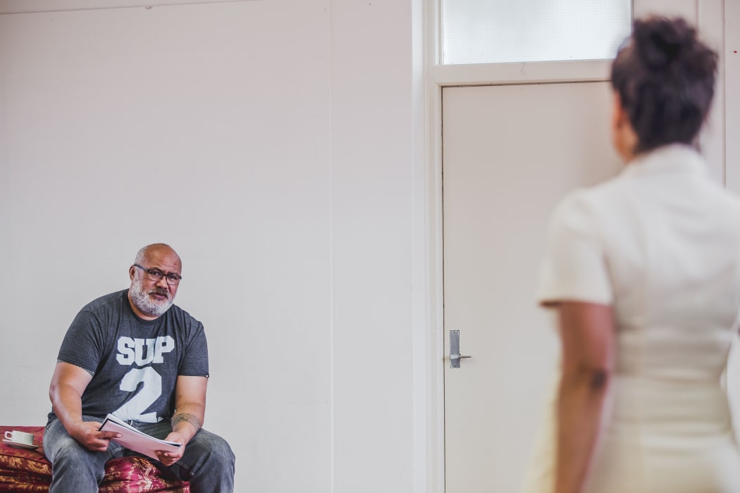 David Fane and Nicole Whippy in rehearsal for 'The Mountaintop'