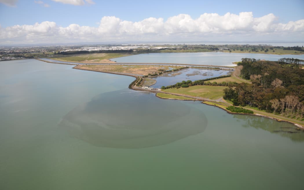 The Mangere Waste Water Treatment Plant at Puketutu Island