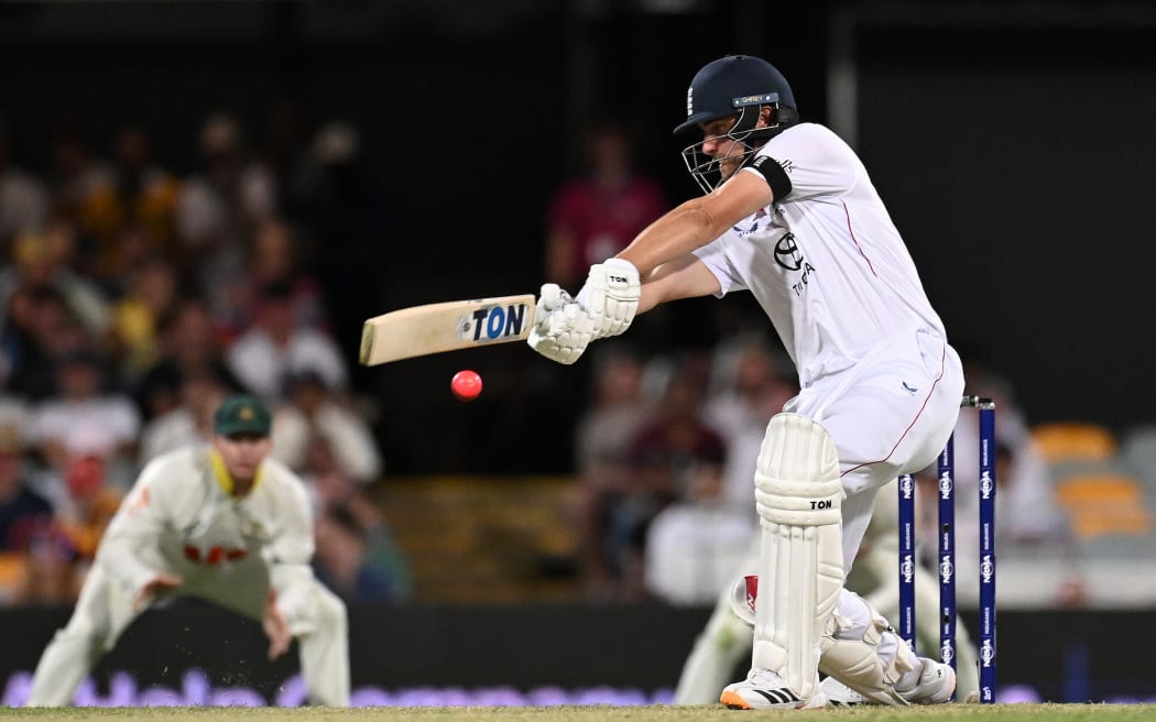 England batsman Will Jacks takes a swing outside off stump on Day 1 of the Second Men’s Ashes Test between Australia and England at The Gabba in Brisbane, Thursday, December 4, 2025. (AAP Image/Dave Hunt) NO ARCHIVING, EDITORIAL USE ONLY, IMAGES TO BE USED FOR NEWS REPORTING PURPOSES ONLY, NO COMMERCIAL USE WHATSOEVER, NO USE IN BOOKS WITHOUT PRIOR WRITTEN CONSENT FROM AAP