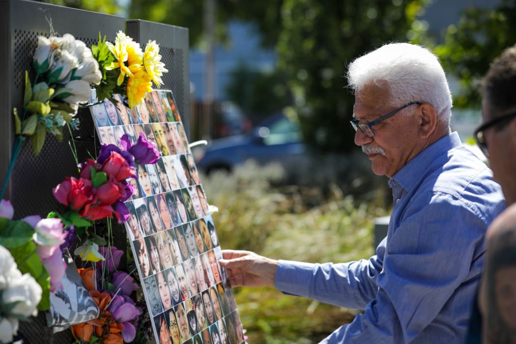 CTV Families Group spokesperson Maan Alkaisi paying tribute to victims at the former site of the building on 16 December, 2020.
