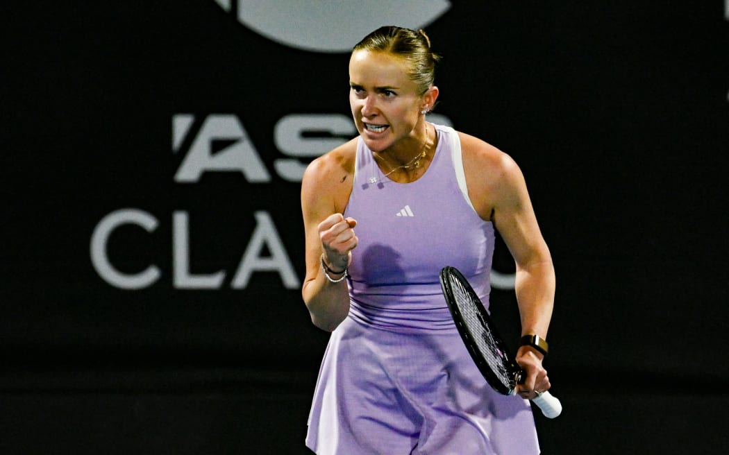 Elina Svitolina (UKR) celebrates a point against Iva Jovic (USA) in her semi final match of the ASB Classic Women’s WTA250 tennis tournament at Manuka Doctor Arena, Auckland, New Zealand on Saturday 10 January 2026. Photo credit: Alan Lee / Photosport