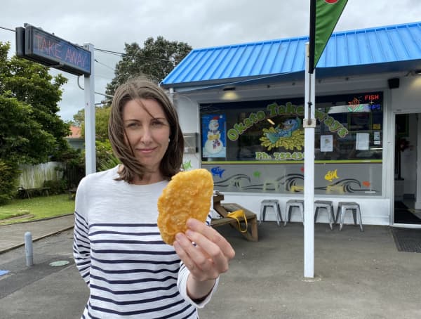 Niki Bezzant with a potato fritter