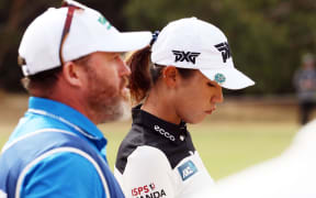 Lydia Ko of New Zealand with new caddie Johnny Scott.