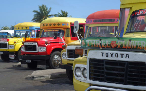 The main bus station in Apia, Samoa.