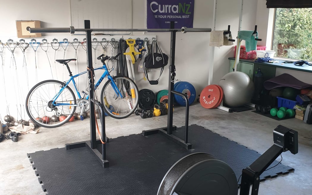 NZ hammer thrower Julia Ratcliffe's garage gym.