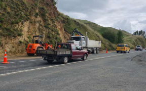 Roadworks at a slip on State Highway 2 just south of Havelock North, on Friday.