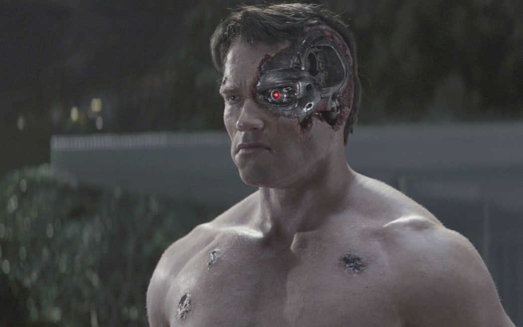 A still from Terminator Genisys, the fifth in the series about time-travelling robot assassins.