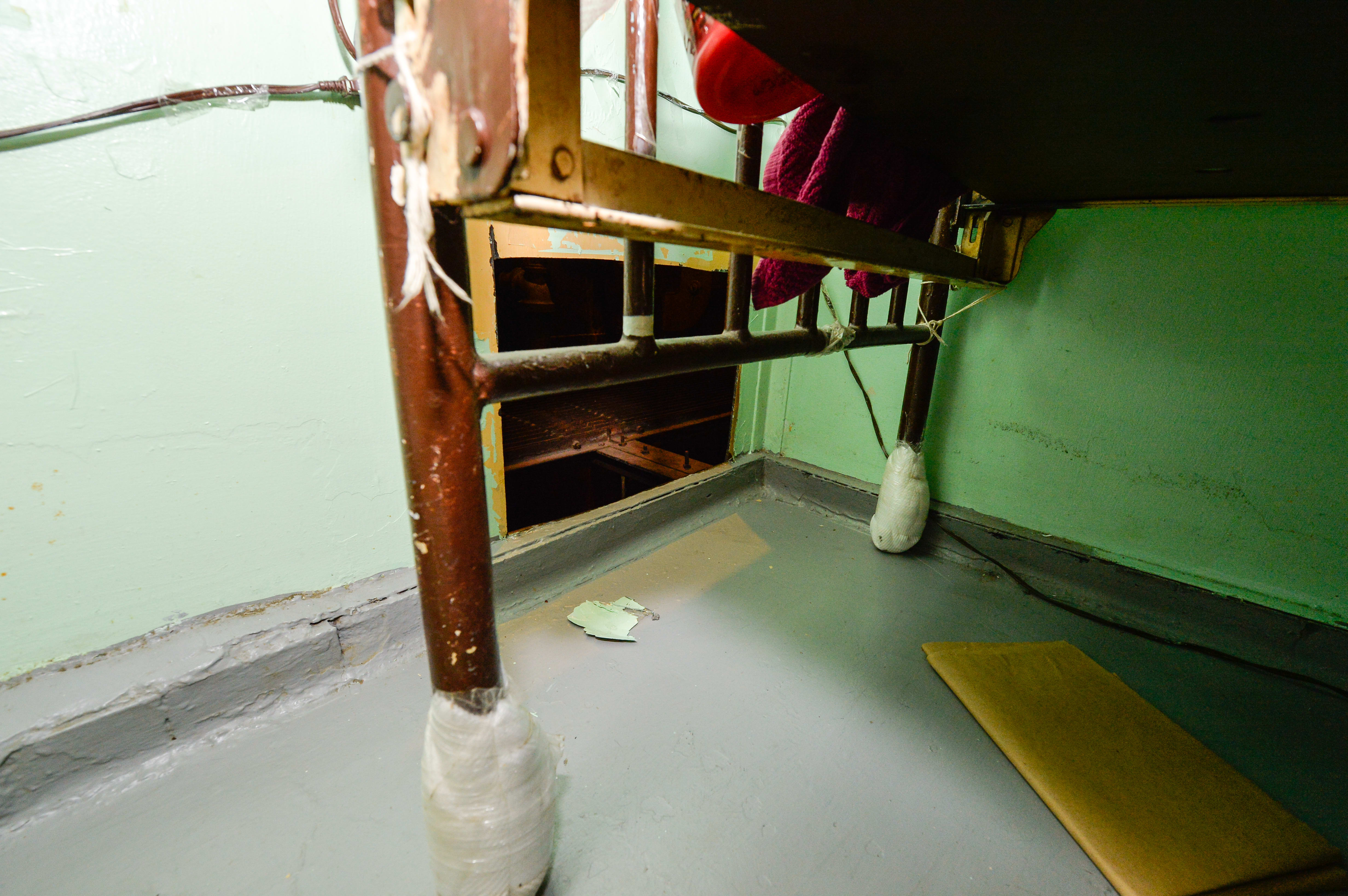 A handout photo shows a hole cut from a cell as part of the escape in Dannemora.