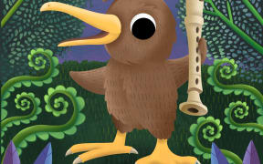 A graphic of a kiwi holding a recorder