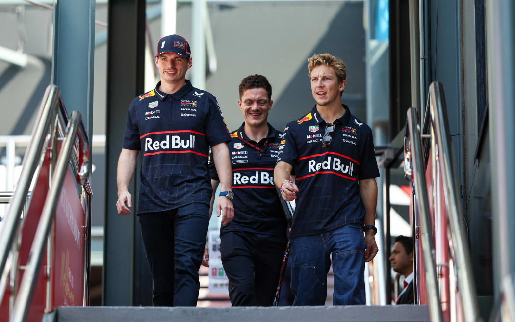 Max Verstappen and Liam Lawson of Red Bull Racing.