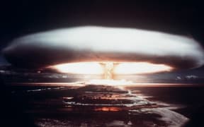 Picture taken in 1971, showing a nuclear explosion in Mururoa atoll.