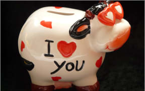 Piggy bank with 'I love you' on it