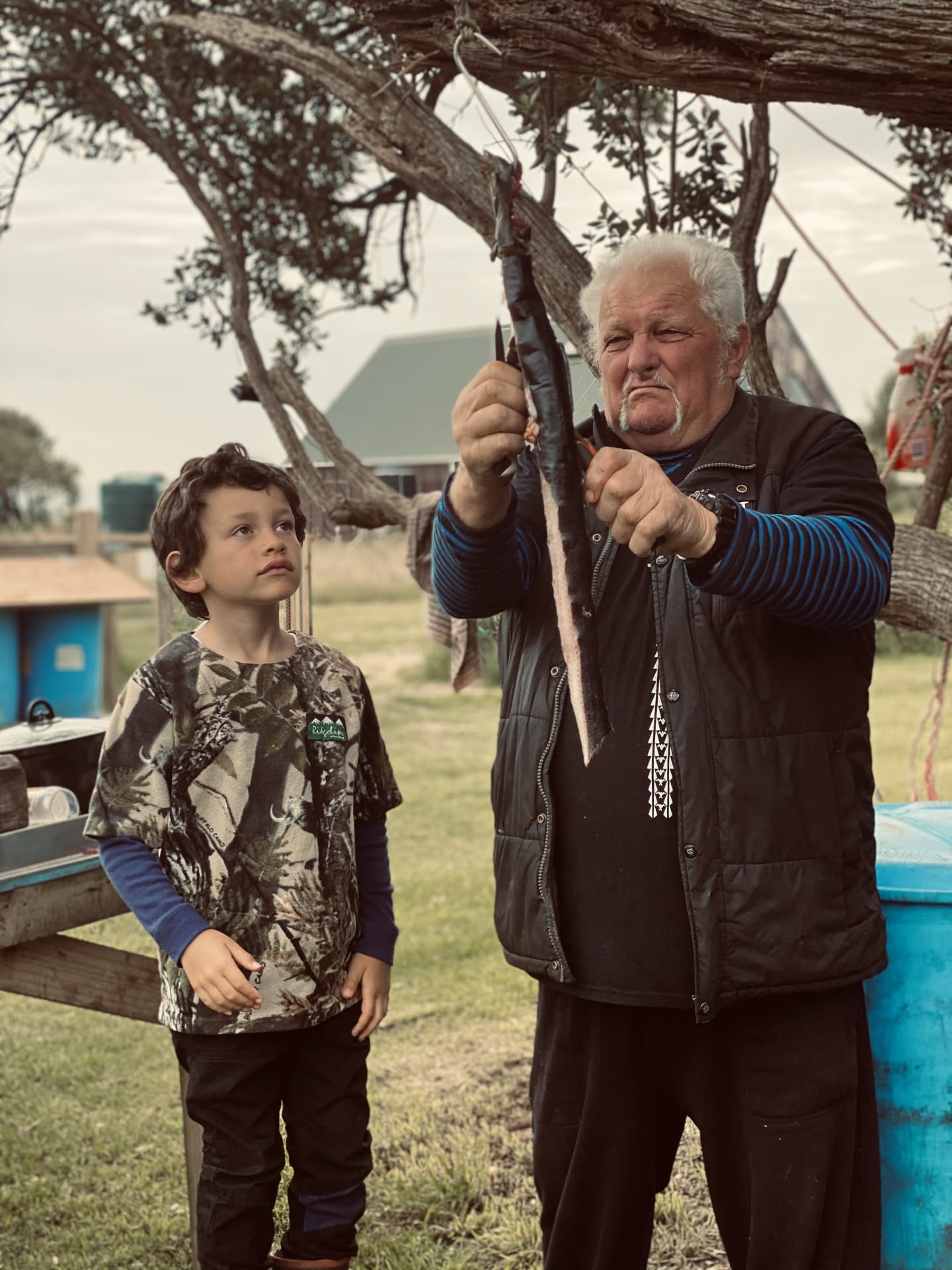 Tom Lanauze (Ngāti Mutunga and Moriori) and his moko Zion - Chatham Islanders