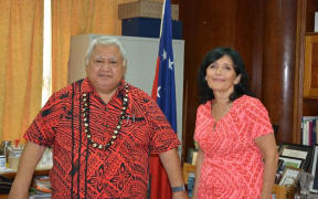 The UN's Resident Co-ordinator in Samoa, Simona Marinescu (right) with Samoa's former prime minister Tuilaepa Sailele Malielegaoi