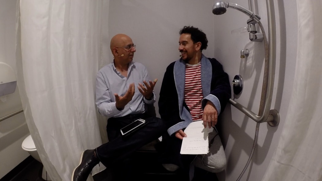Psychologist Sarb Johal joins James in the shower.