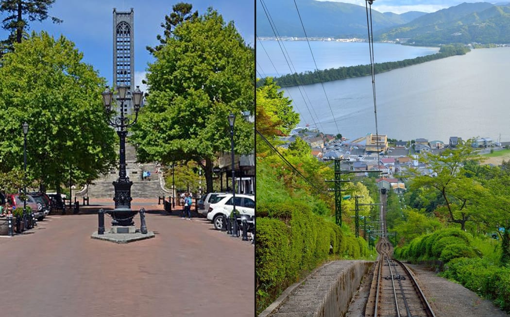 Sister cities Nelson, New Zealand (left) and Miyazu, Japan.