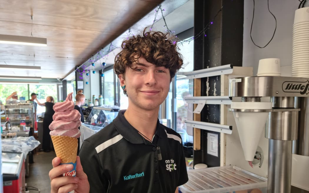 Aaron says real fruit ice creams are among the most popular items at the Kaiteriteri Store.