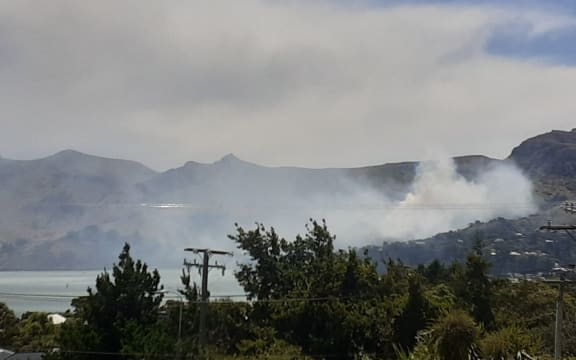 A fire at Corsair Bay near Lyttleton.