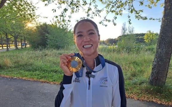 New Zealand golfer Lydia Ko after winning gold at Paris 2024 Olympics.