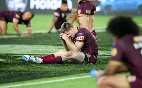 A dejected Jai Arrow after QLD lose the 2018 Holden State of Origin, Game 2. New South Wales Blues v Queensland Maroons , ANZ Stadium,  Sydney, Australia. 24th June 2018.
