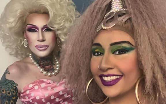 Sunita Torrance (right), who goes by the stage name Coco Flash, and Daniel Lockett, also known as Erika Flash, hosted Rainbow Storytime events in New Zealand.