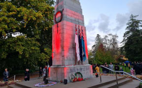 The Cenotaph in Hamilton after the dawn service.