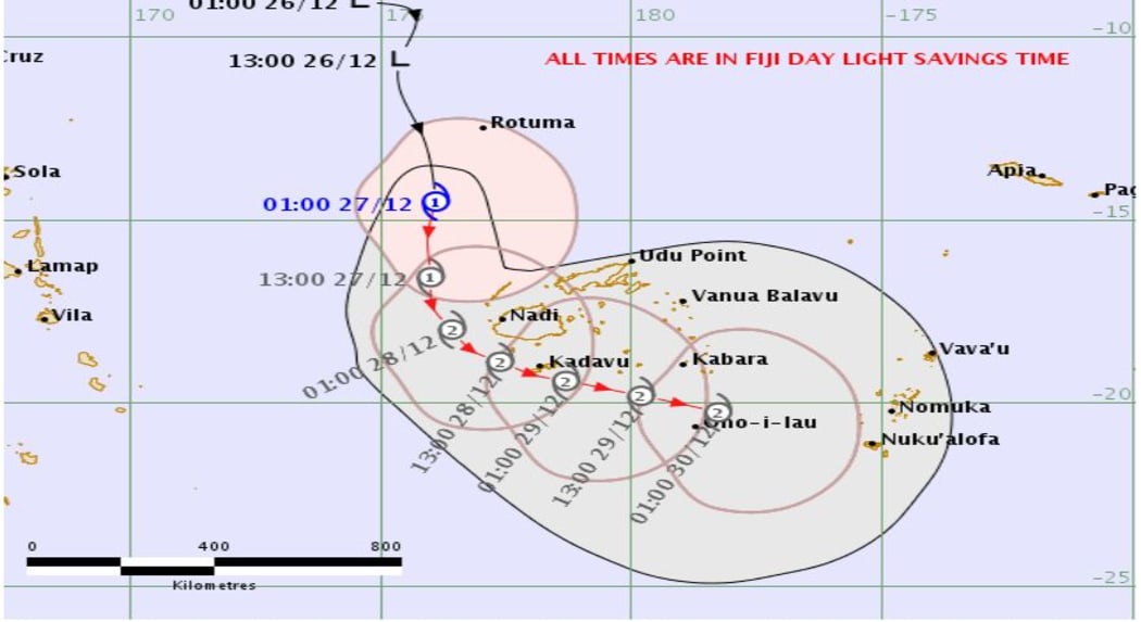 Cyclone Sarai forecast to strengthen to a category 2 system before reaching Fiji.