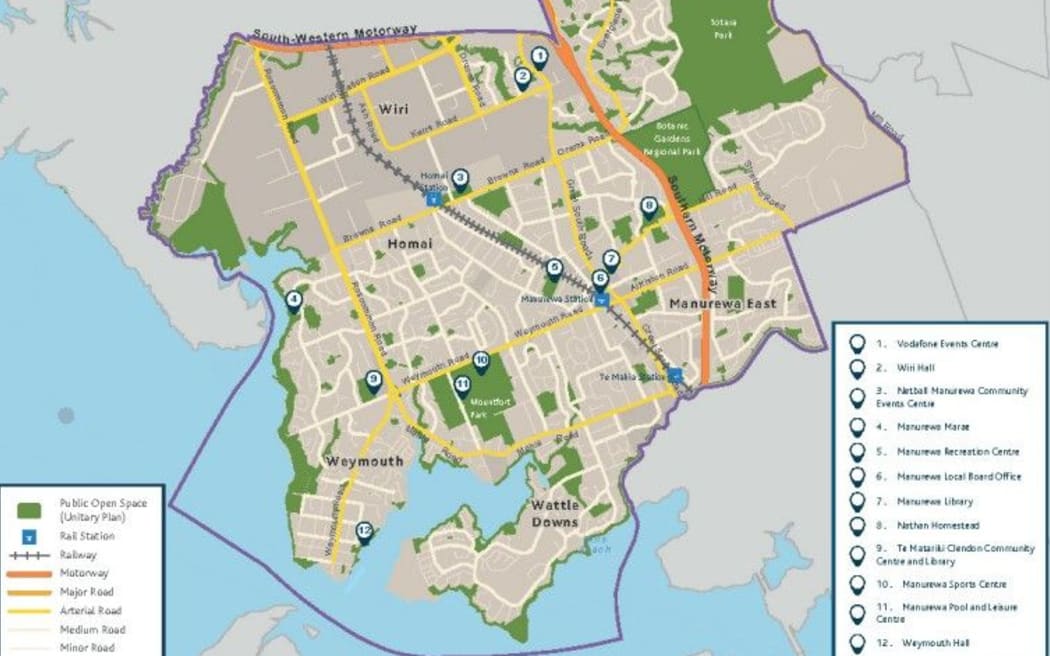 Map of the Manurewa Local Board area, where ASA Foundation aims to connect and support seniors across the community through its Rewa Seniors (Faliu le La) programme.